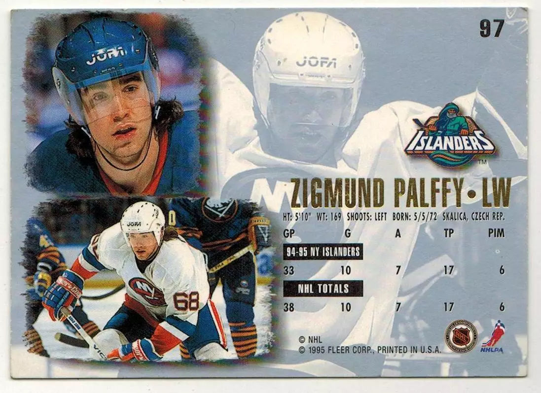 Жигмунд Палффи Нью-Йорк Айлендерс Zigmund Palffy New York Islanders Fleer 1995 1