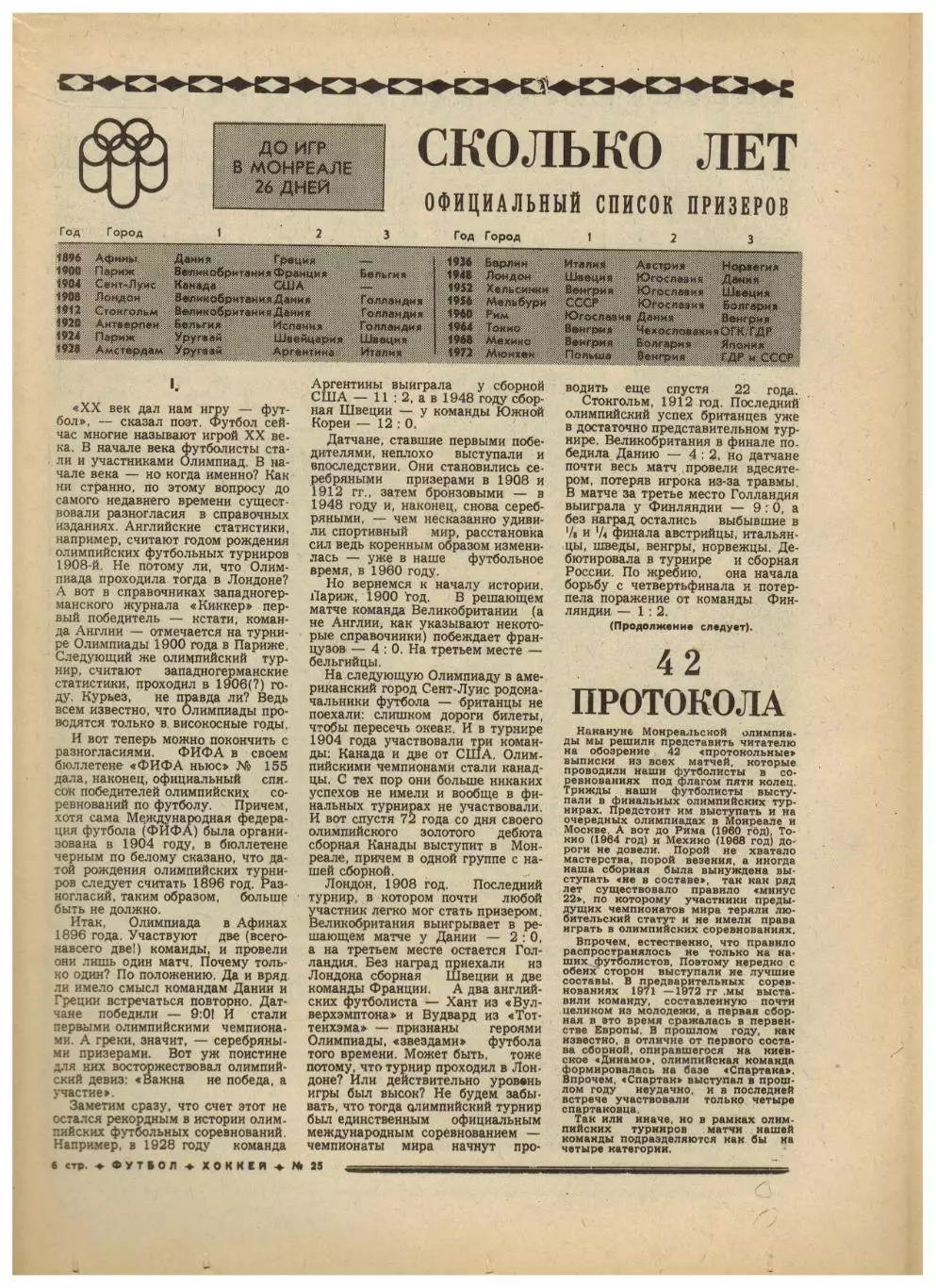 Футбол-Хоккей 1976 №25 СКА Ростов.Олимпиада.Р.Дзодзуашвили.ЧЕФ-1/2.Кубок Стэнли 1
