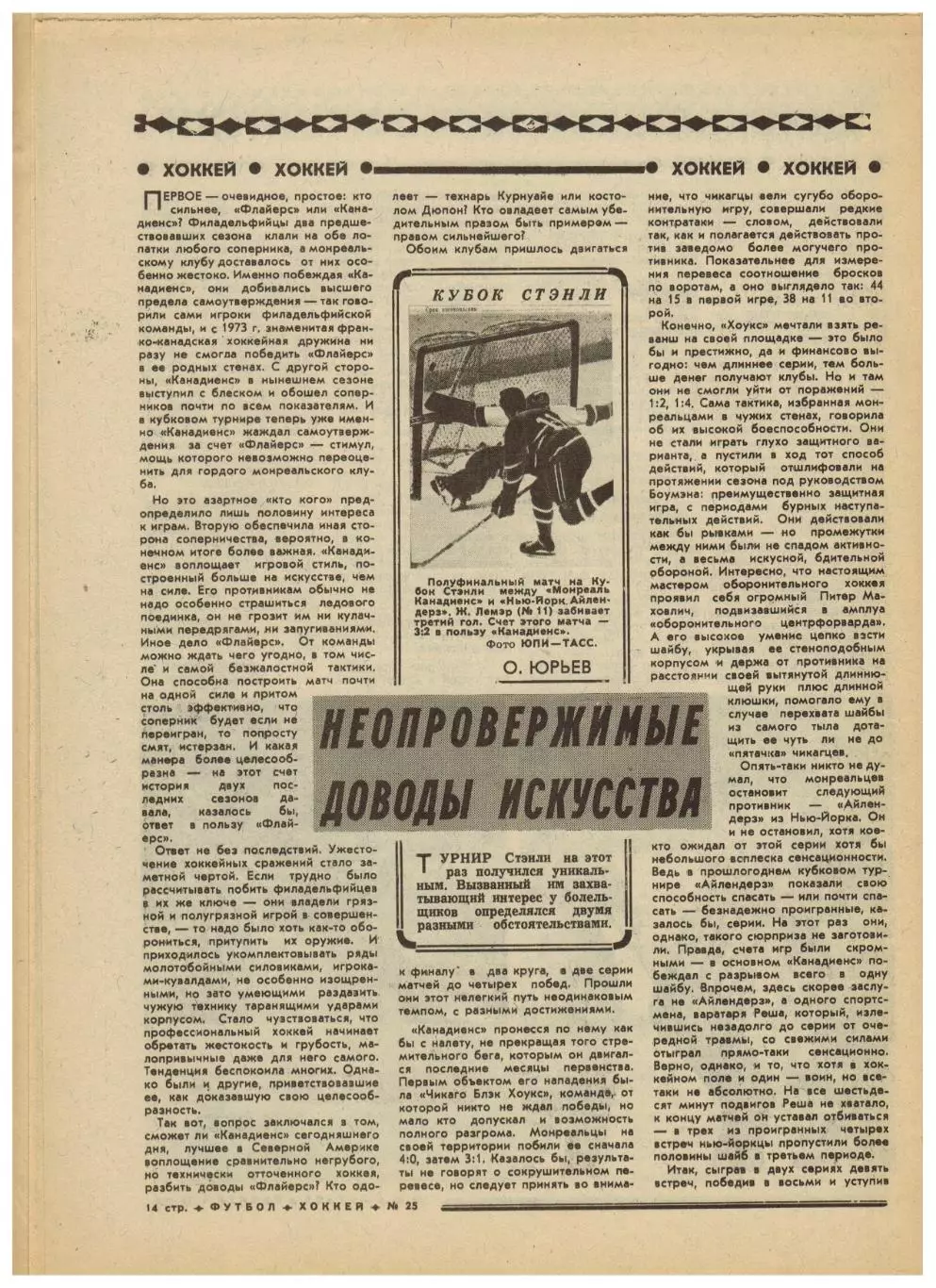 Футбол-Хоккей 1976 №25 СКА Ростов.Олимпиада.Р.Дзодзуашвили.ЧЕФ-1/2.Кубок Стэнли 4
