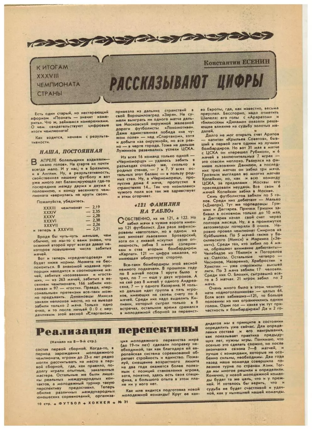 Футбол-Хоккей 1976 №31 Олимпиада СССР–Бразилия–2:0.К.Есенин Итоги ЧС.ЧСХ–1950/51 3