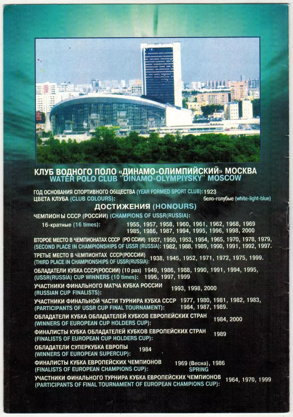 Водное поло 03-05.03.2001 Динамо Москва ЦСК ВМФ Спартак-Лукойл Волгоград Рахат 2