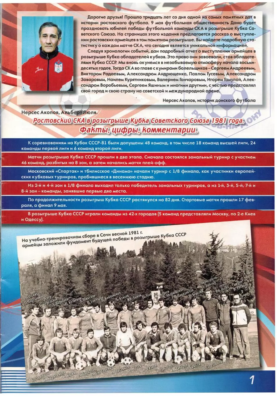 30 лет победы СКА Ростов-на-Дону в Кубке СССР Финал 05.09.1981 Спартак Москва 1