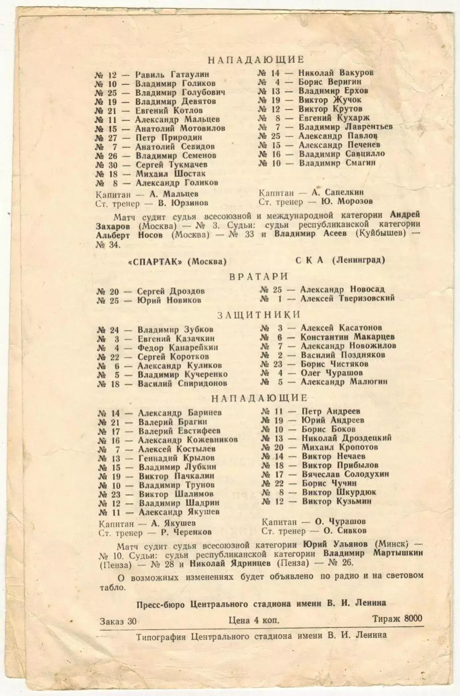 Динамо Москва – Химик Воскресенск + Спартак Москва – СКА Ленинград 21.01.1978 1
