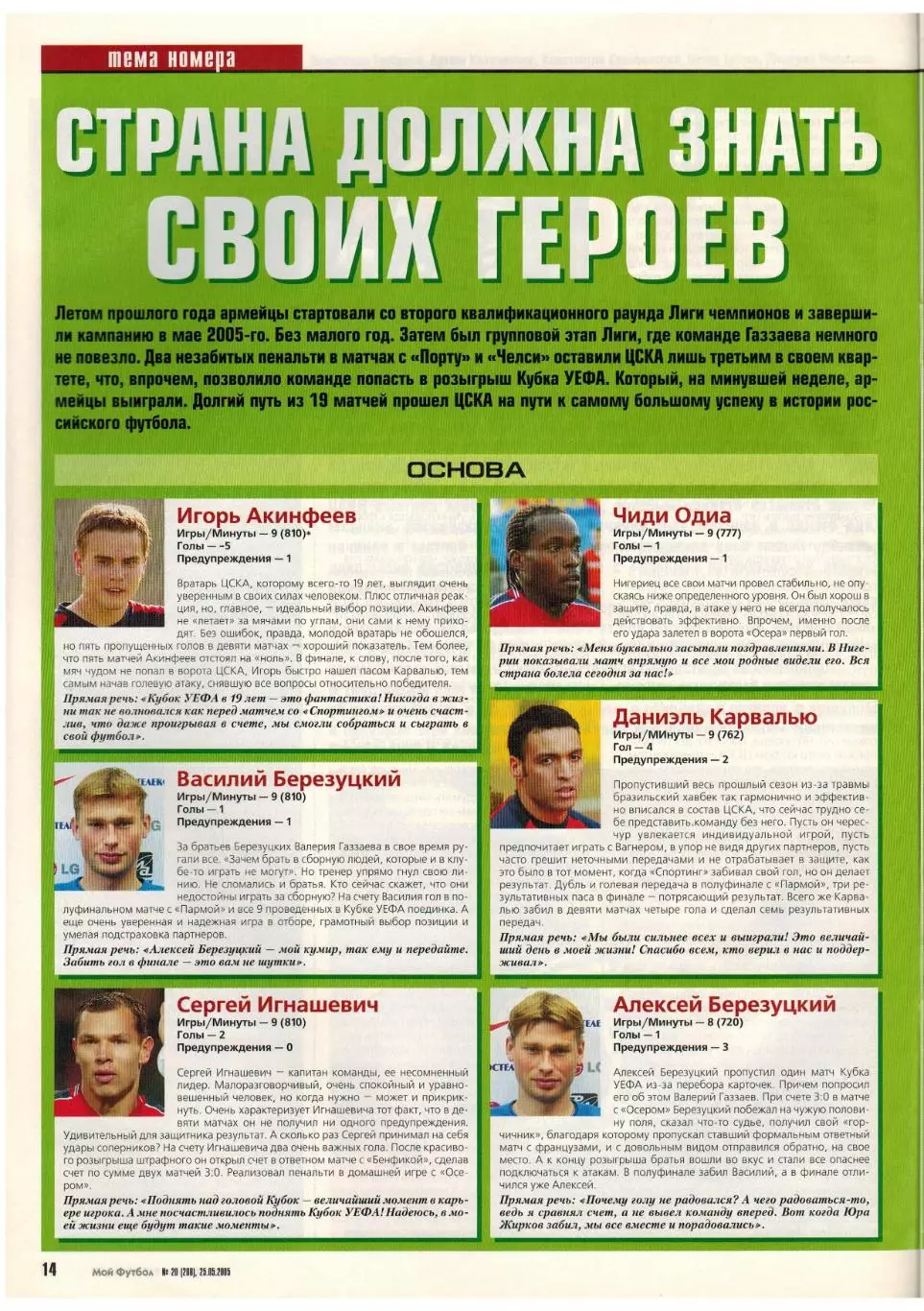 Мой футбол 2005 №20 ЦСКА–обладатель Кубка УЕФА Д.Кириченко М.Асатиани Д.Бергкамп 4