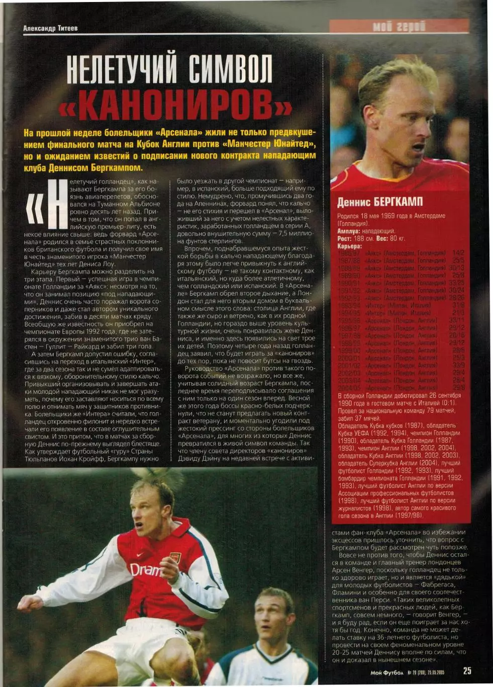 Мой футбол 2005 №20 ЦСКА–обладатель Кубка УЕФА Д.Кириченко М.Асатиани Д.Бергкамп 7
