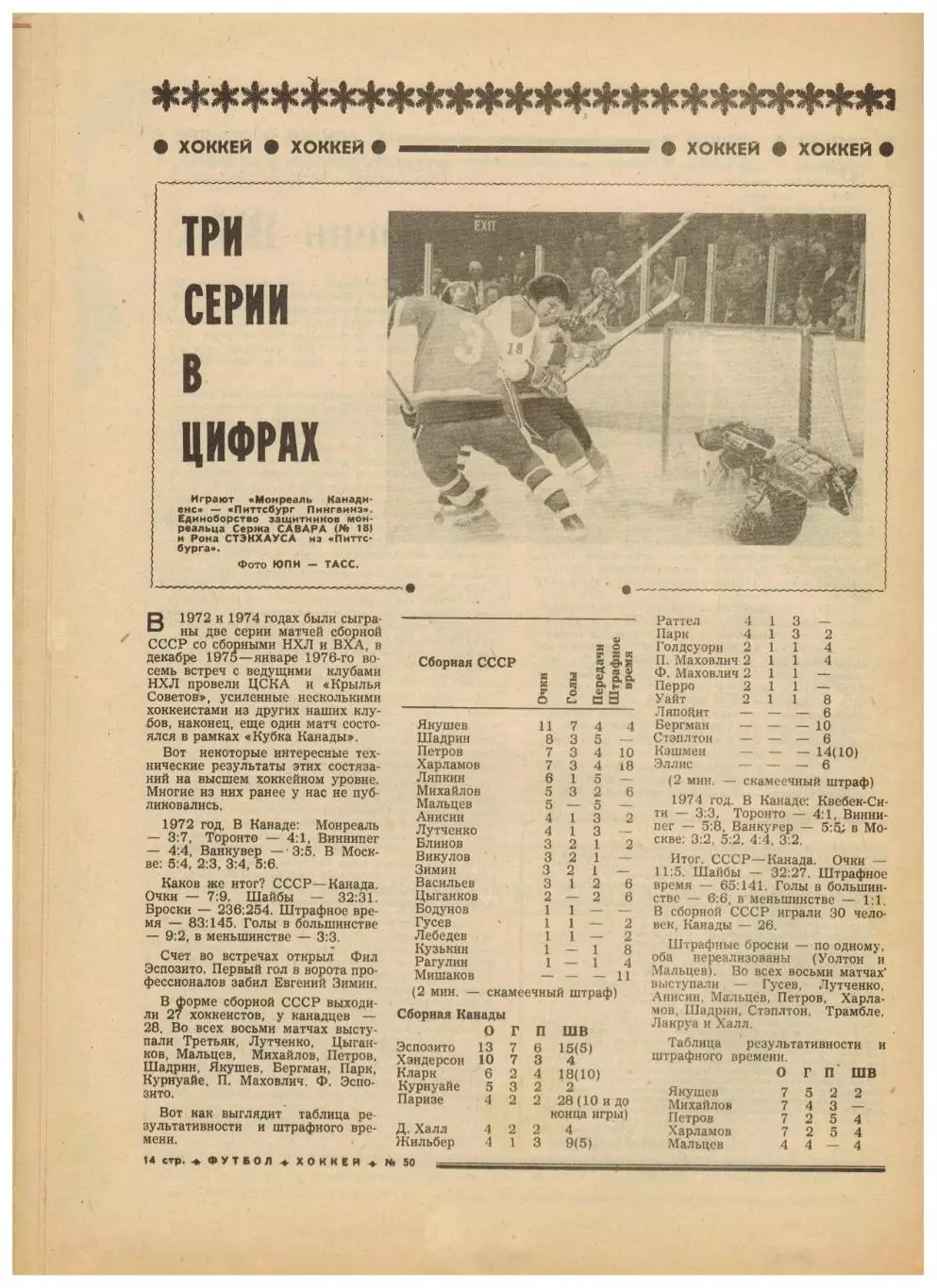 Футбол-Хоккей 1976 №50 ЕК Шахтер–Ювентус–1:0.Суперсерии СССР–НХЛ.Виннипег Джетс 3