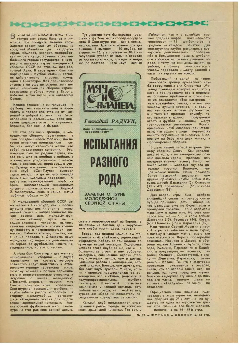 Футбол-Хоккей 1976 №52 Приз Известий.В.Астаповский.Шведы в ВХА.Крузейро–Бавария 4