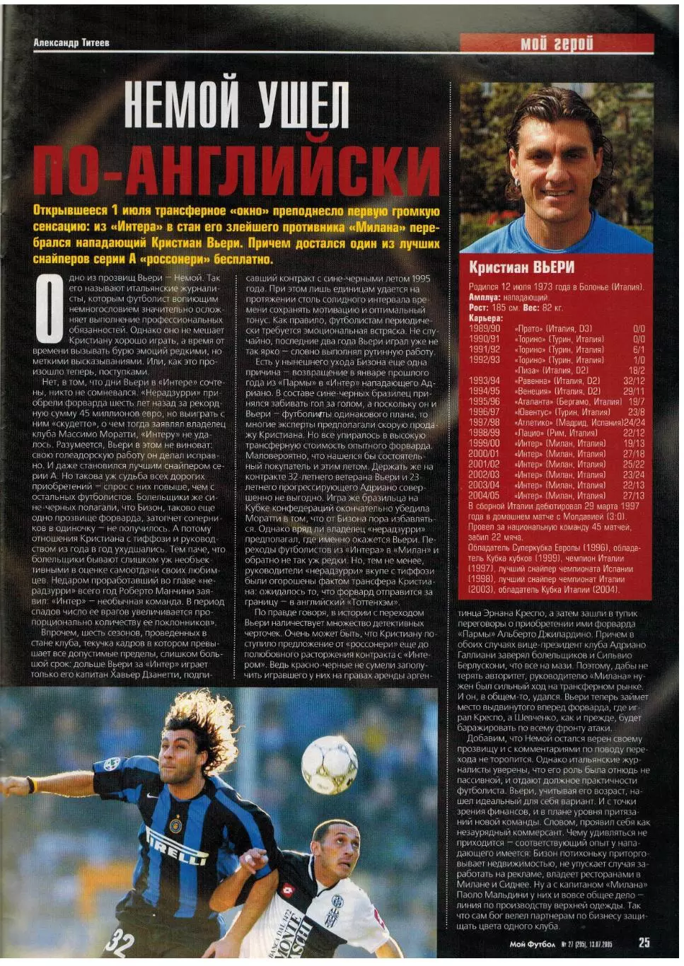 Мой Футбол 2005 №27 Динамо Москва В.Быстров В.Эштреков Р.Павлюченко К.Вьери 4