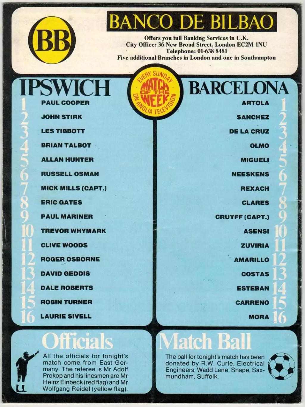 Ipswich Town/Ипсвич Таун – Barcelona/Барселона 23.11.1977 Кубок УЕФА Йохан Кройф 3
