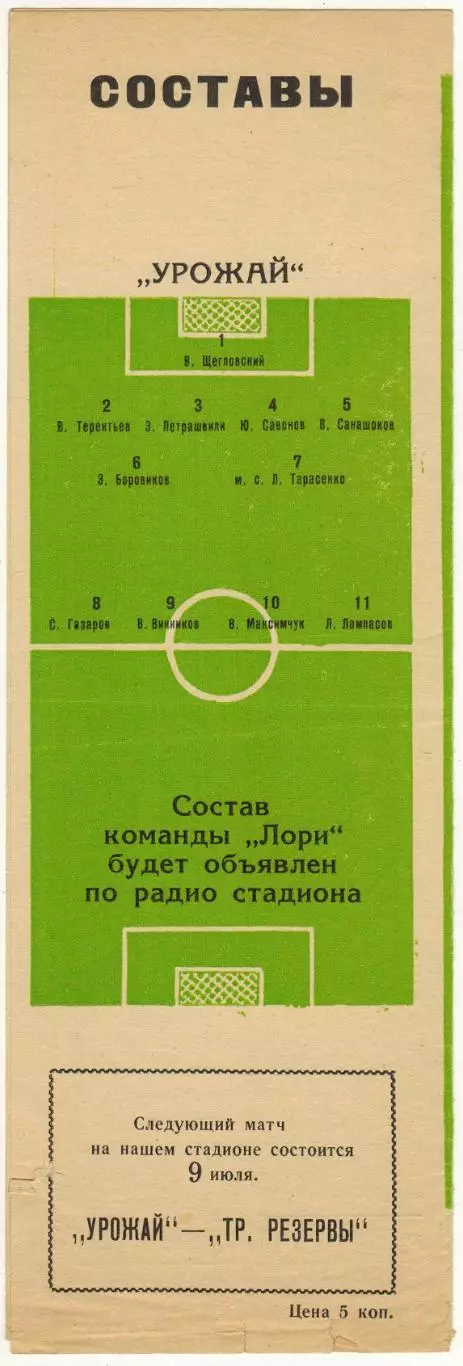 Урожай Майкоп — Лори Кировакан 05.07.1964