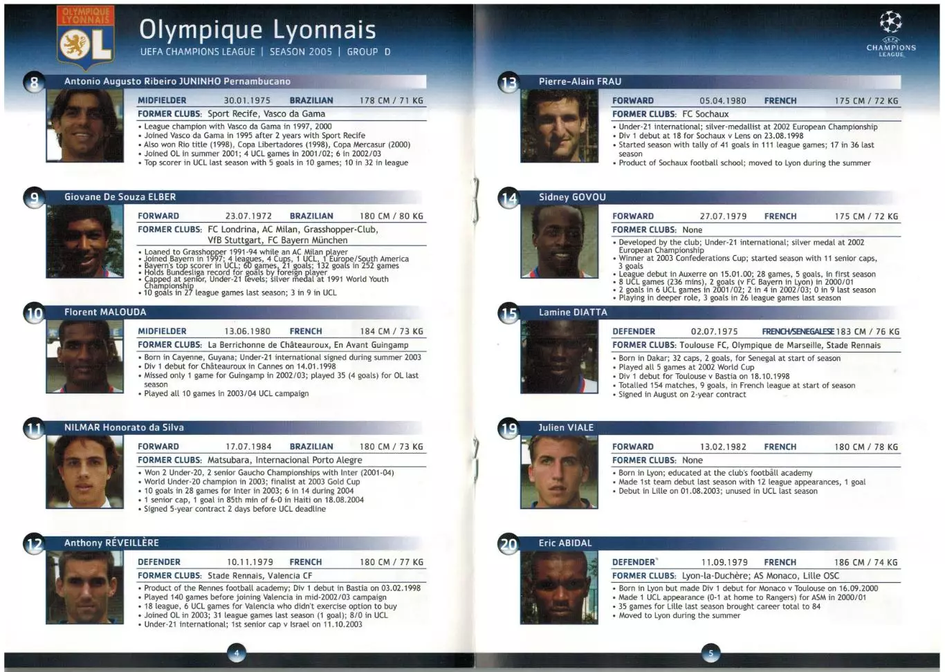 Лига чемпионов УЕФА 2005 Olympique Lyonnais – Лион / М.Эссьен Ф.Малуда С.Вильтор 1
