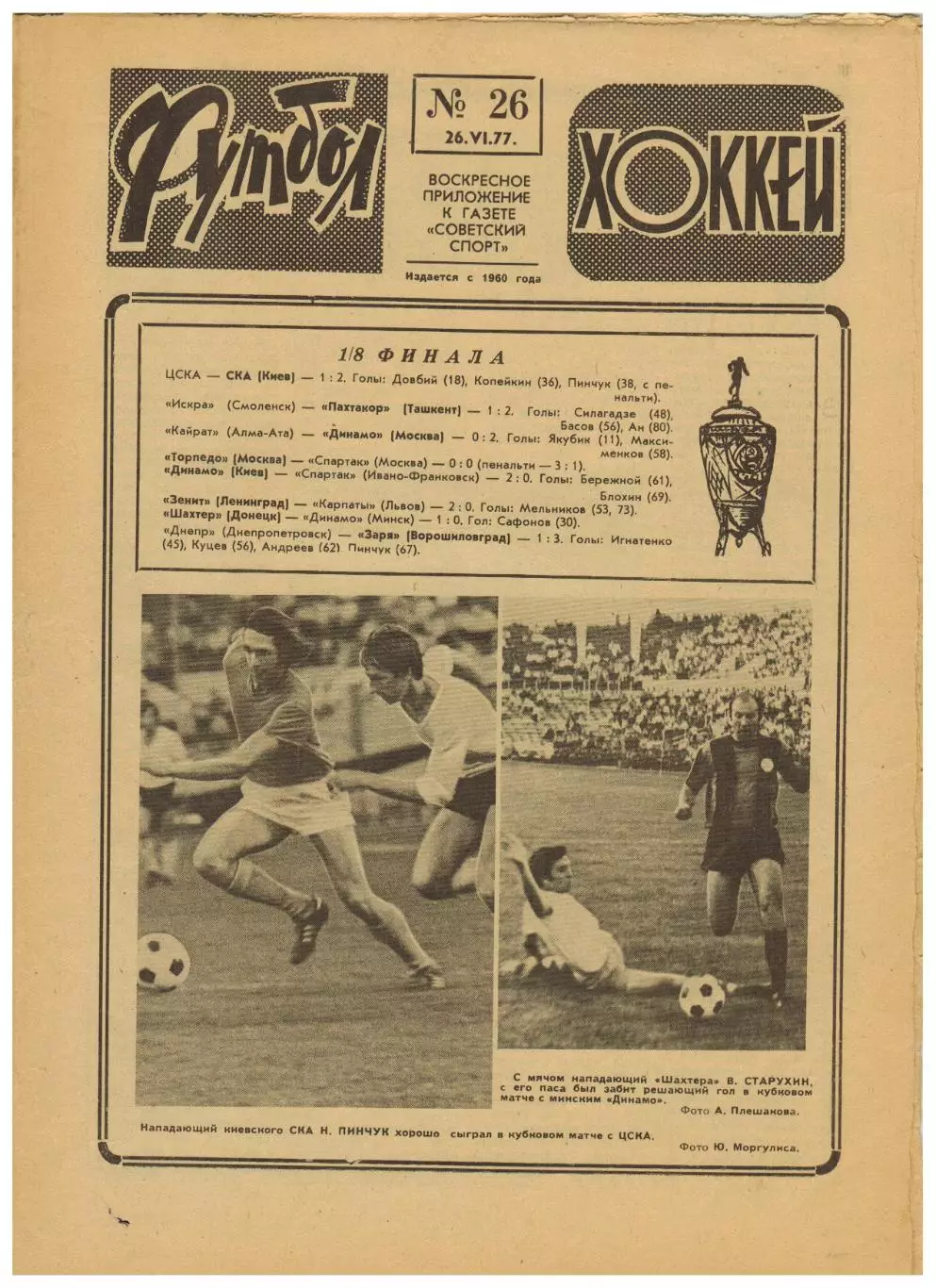 Футбол-Хоккей 1977 №26 / Кубок СССР 1/8 финала Франтишек Поспишил