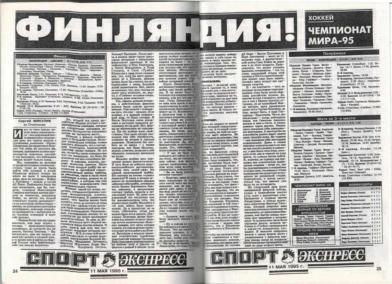 Чемпионат мира по хоккею–1995 Швеция Две части (комплект) Справочник РАРИТЕТ!!! 5