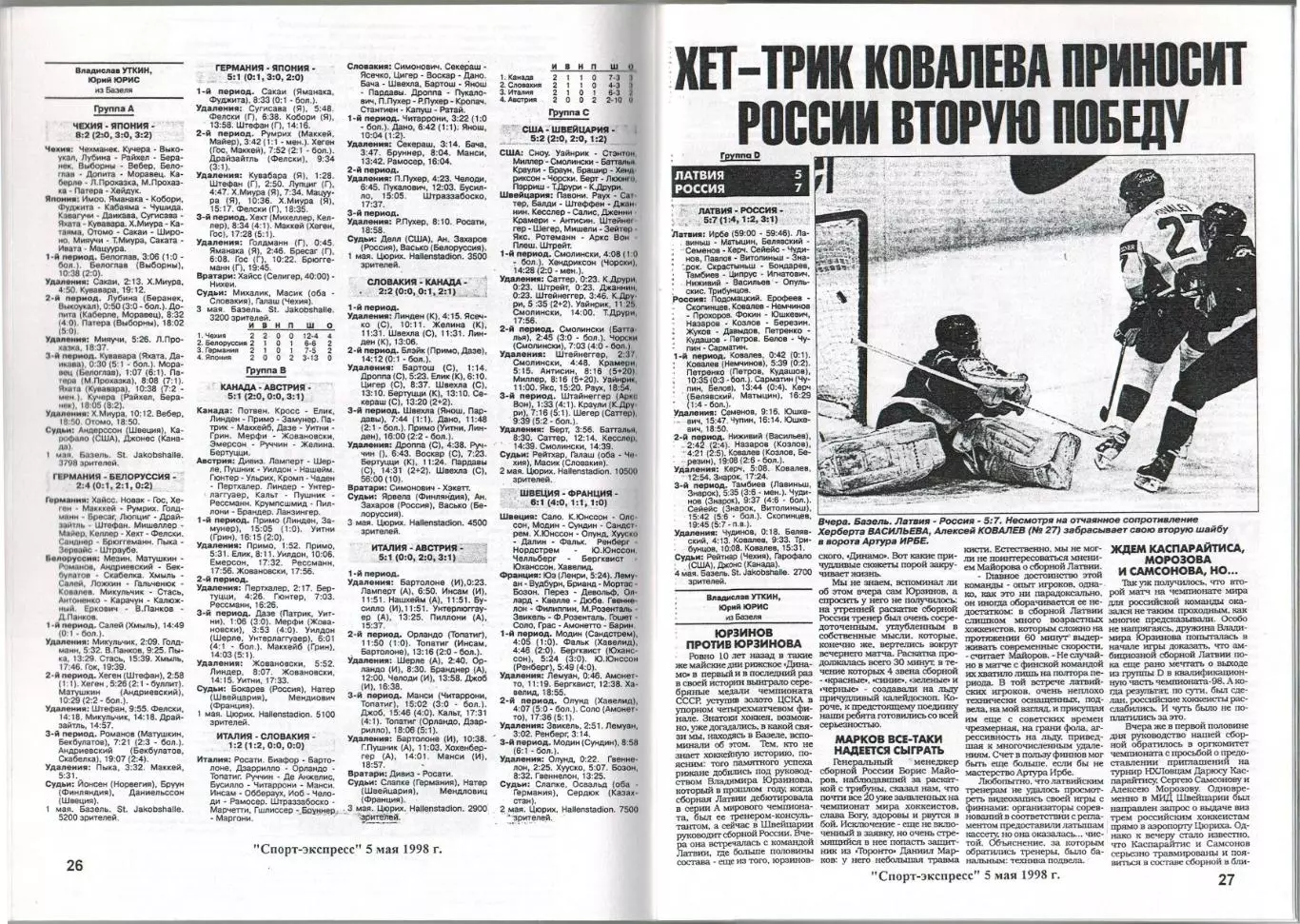 Чемпионат мира по хоккею–1998 Швейцария Две части (комплект) Справочник РАРИТЕТ 2