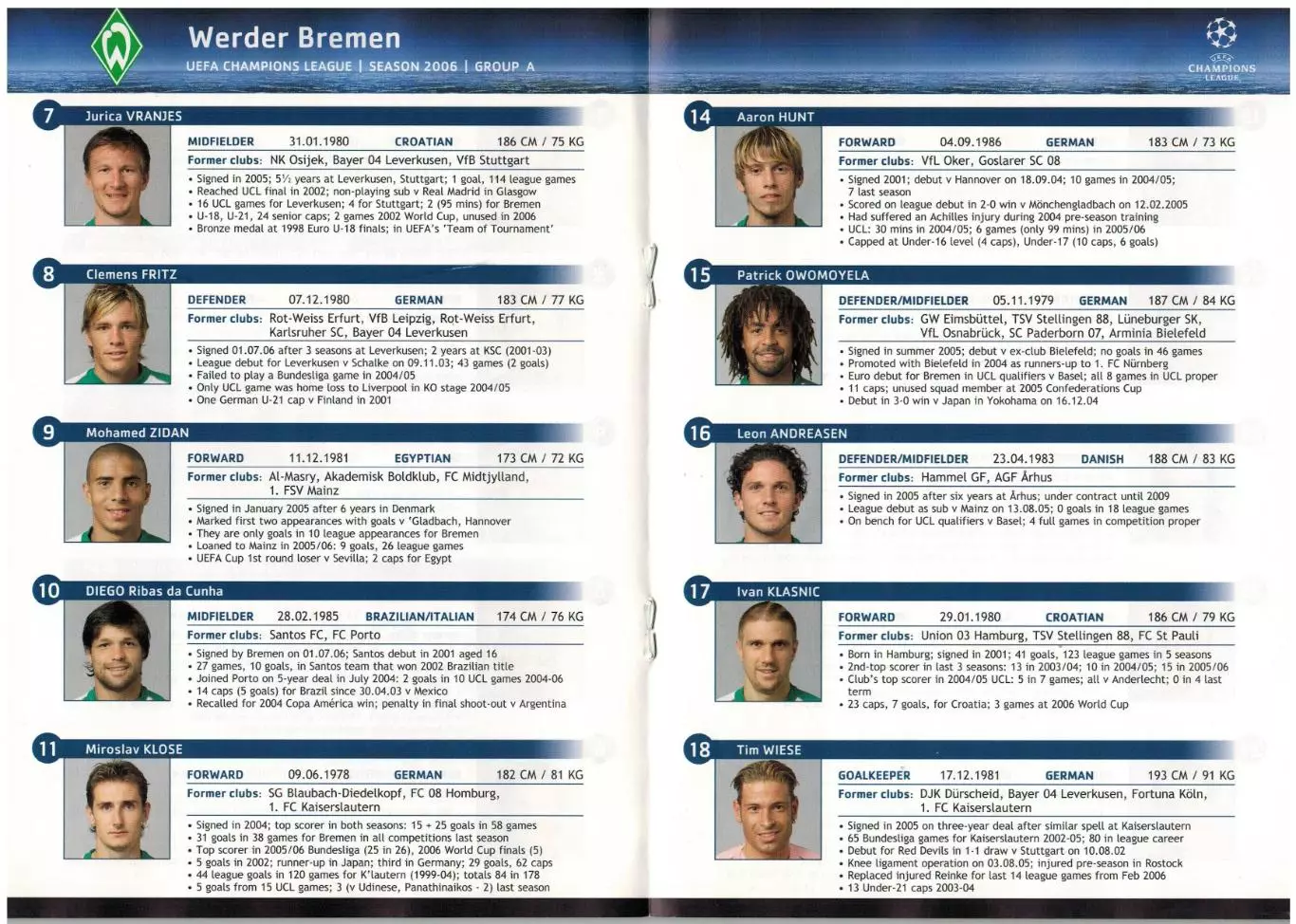 Лига чемпионов УЕФА 2006 Werder Bremen—Вердер Бремен/М.Клозе П.Мертезакер Т.Визе 1