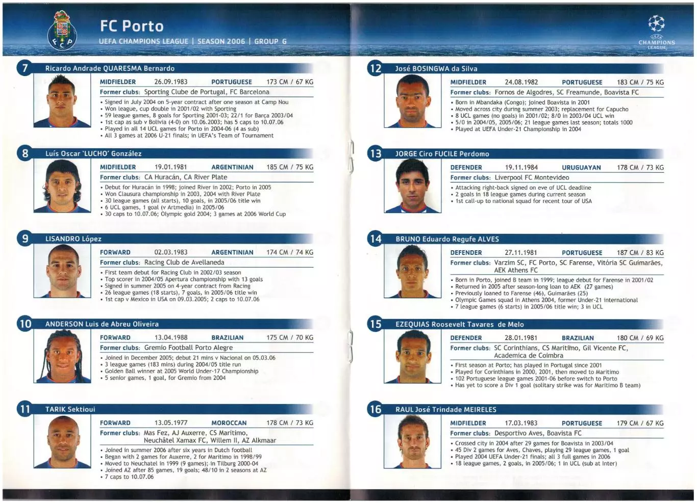Лига чемпионов УЕФА 2006 FC Porto – Порту / М.Чех Пепе Ибсон Р.Куарежма Б.Алвеш 1