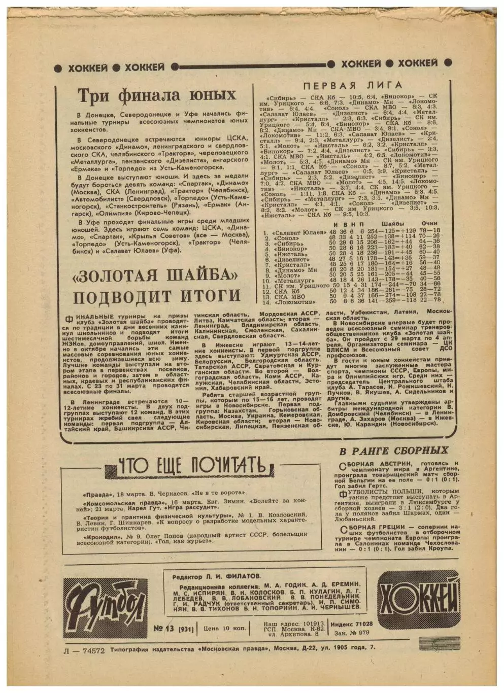Футбол-Хоккей 1978 №13 Спартакиада народов СССР.Аллан Симонсен.Сборная Польша 4