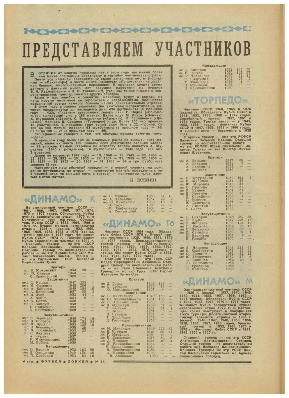 Футбол–Хоккей 1978 №14 КОК Динамо Москва–Аустрия–2:1.ЧЕФ U-17 СССР.Золотая шайба 3