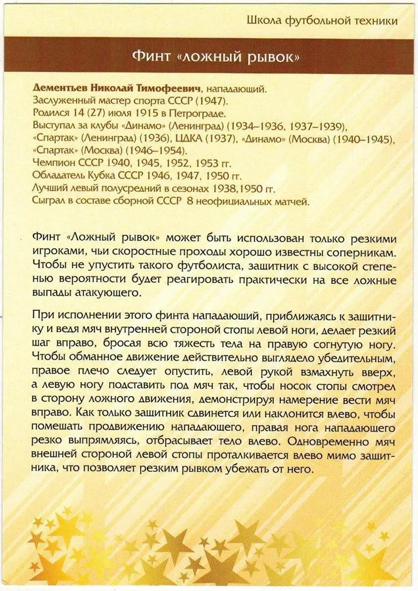 Открытка Николай Дементьев Спартак Москва Виртуозы отечественного футбола #6 1