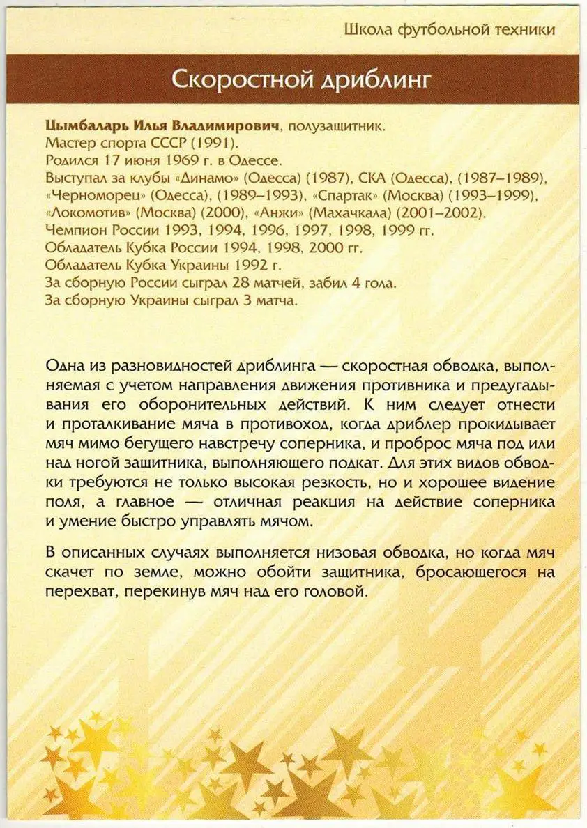 Открытка Илья Цымбаларь Спартак Москва Виртуозы отечественного футбола #59 1