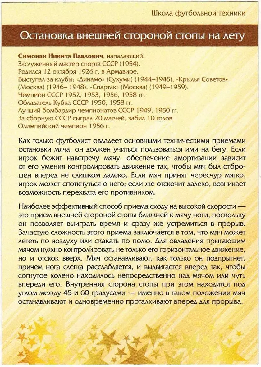 Открытка Никита Симонян Спартак Москва Виртуозы отечественного футбола №12 1