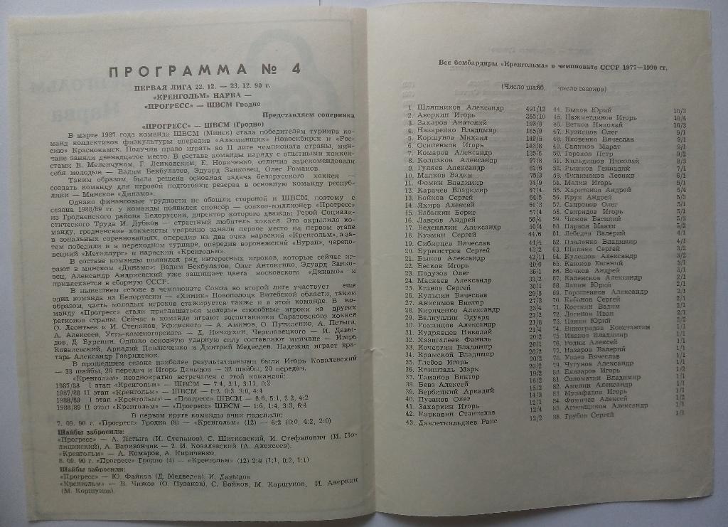 Кренгольм Нарва ШВСМ Прогресс Гродно 1991 1