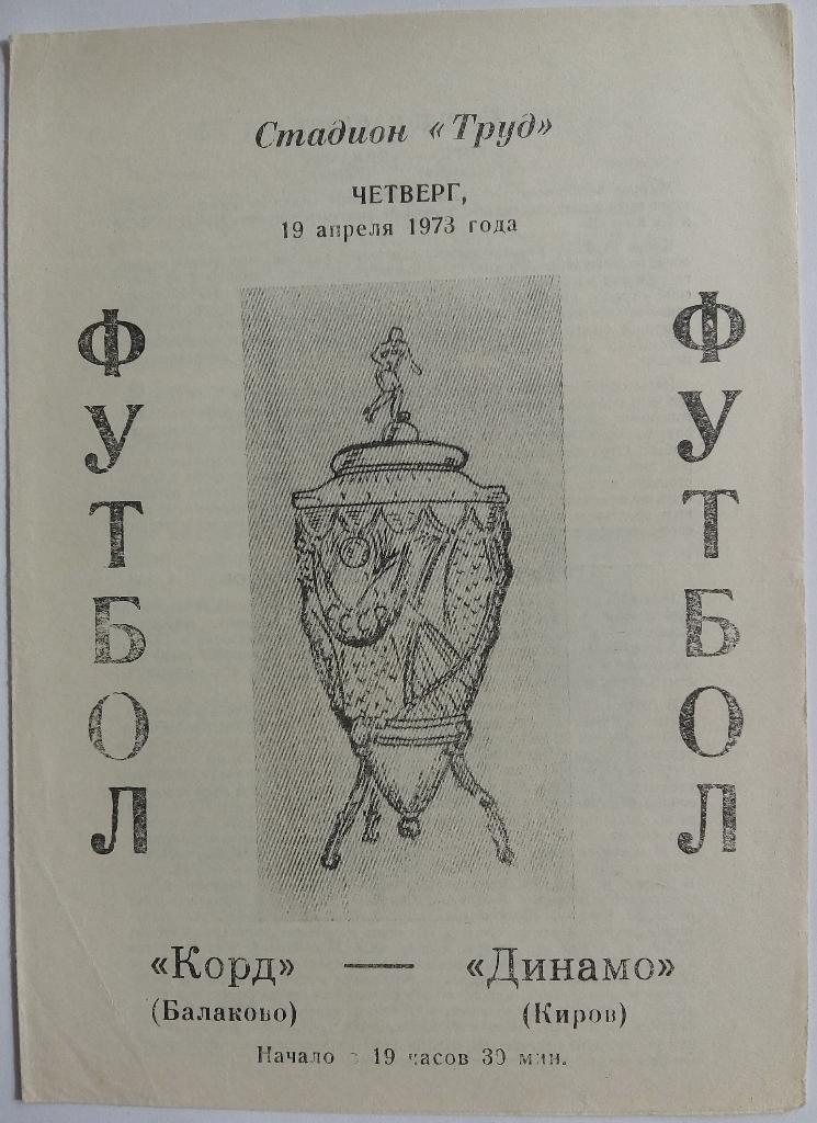 Корд Балаково - Динамо Киров 1973 Кубок РСФСР