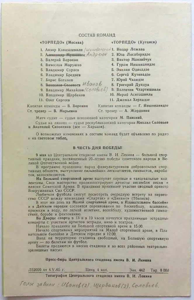 Торпедо Москва - Торпедо Кутаиси 08.05.1965 1
