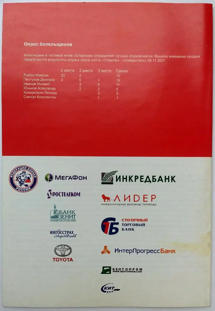 Спартак Москва - СКА Санкт-Петербург + Химик Московская область 14,16.11.2007 1