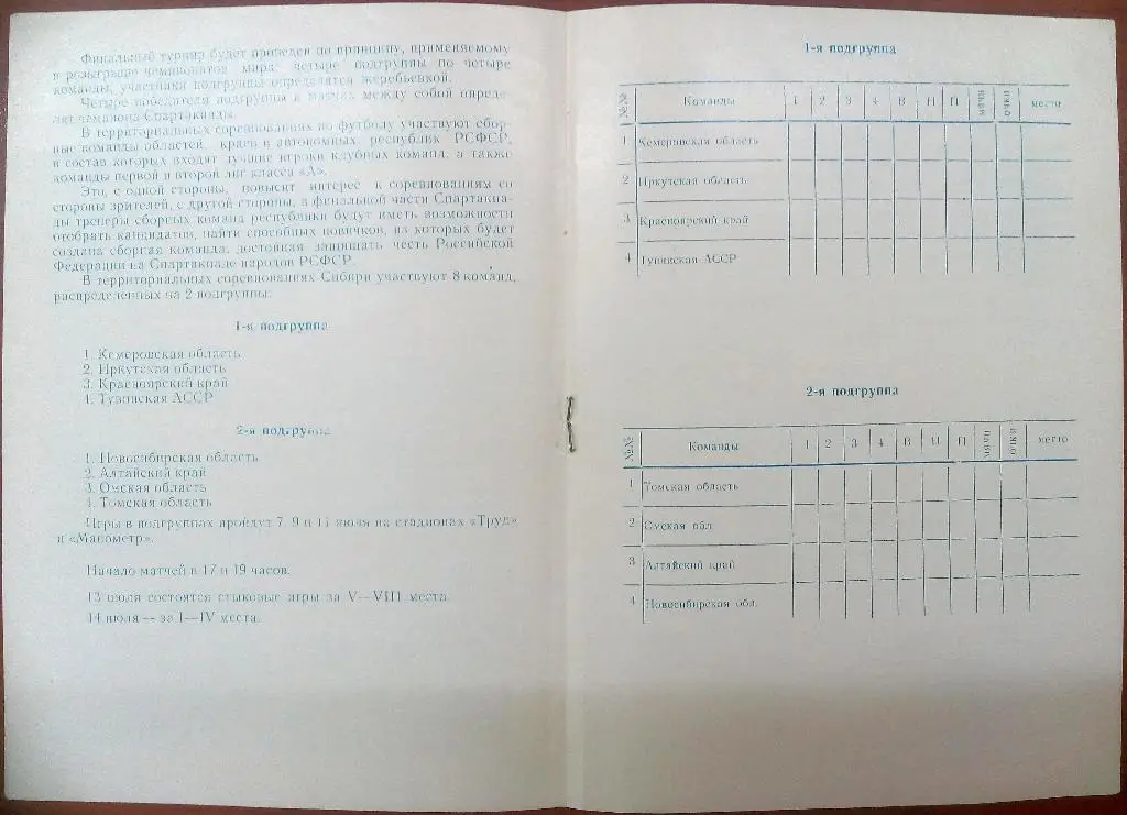 VII Летняя спартакиада народов РСФСР Зона Сибири 6-15.07.1978 Томск 1