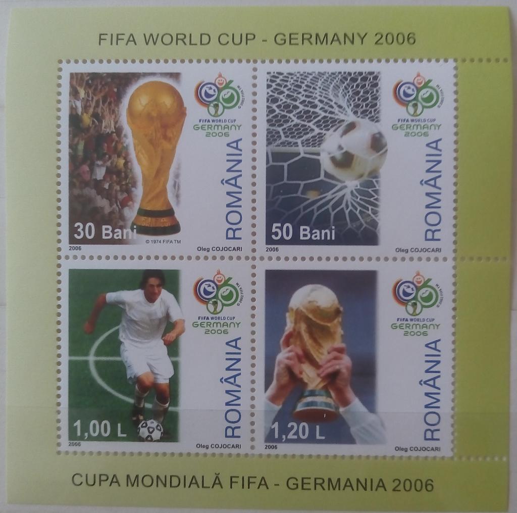 Блок Румыния 2006 Чемпионат мира по футболу Германия MNH**