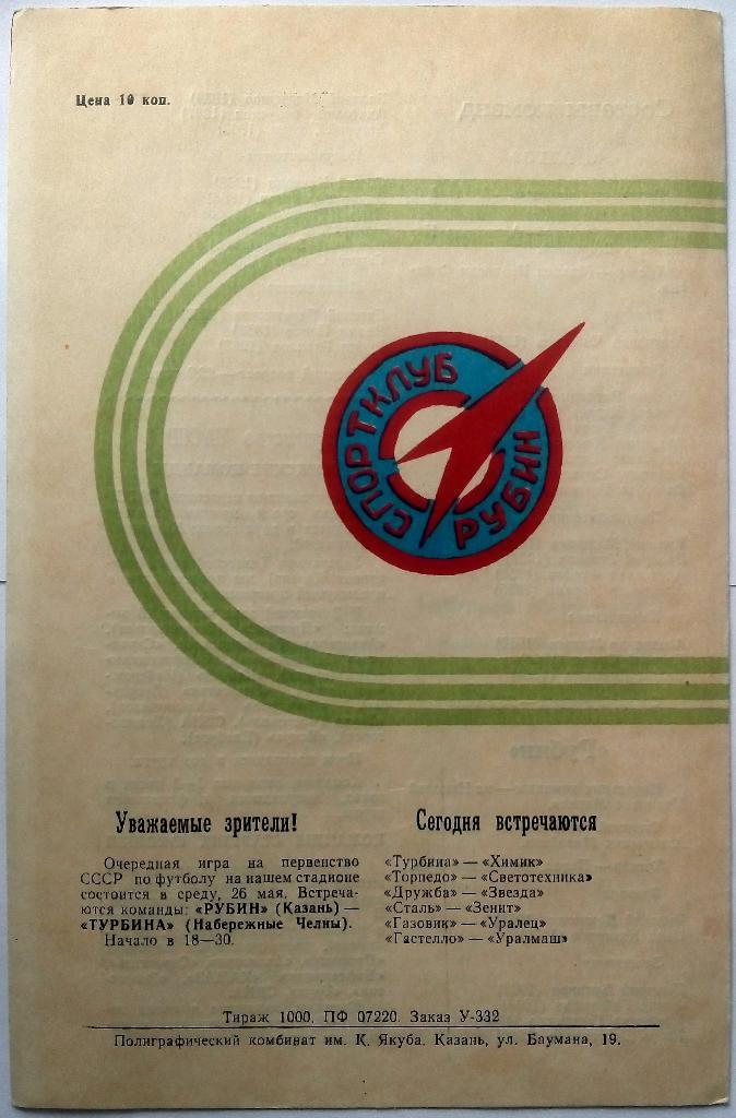 Рубин Казань - Волга Горький 20.05.1982 1