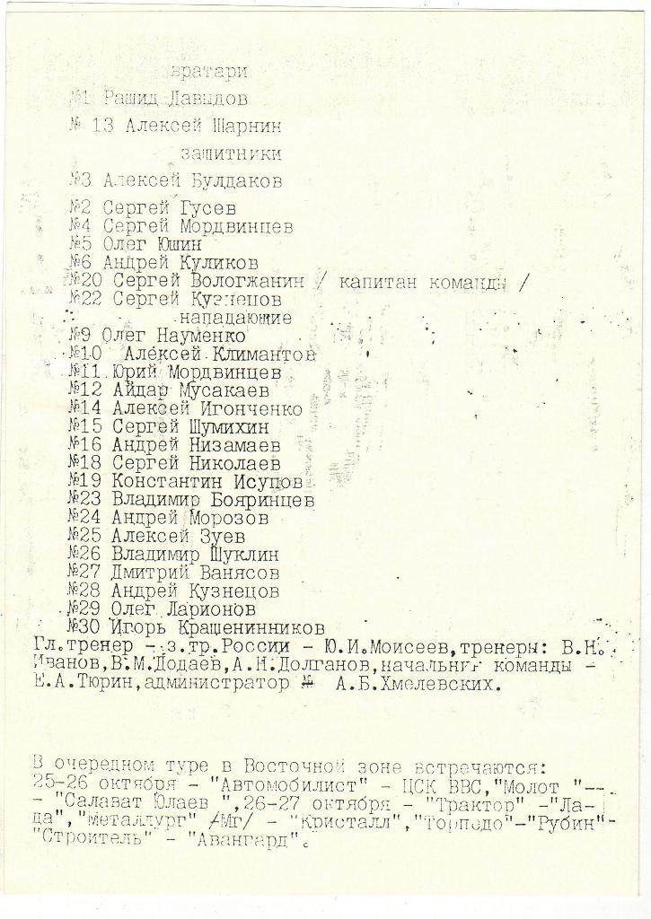 ЦСК ВВС Самара - Трактор Челябинск 19-20.10.1994 1
