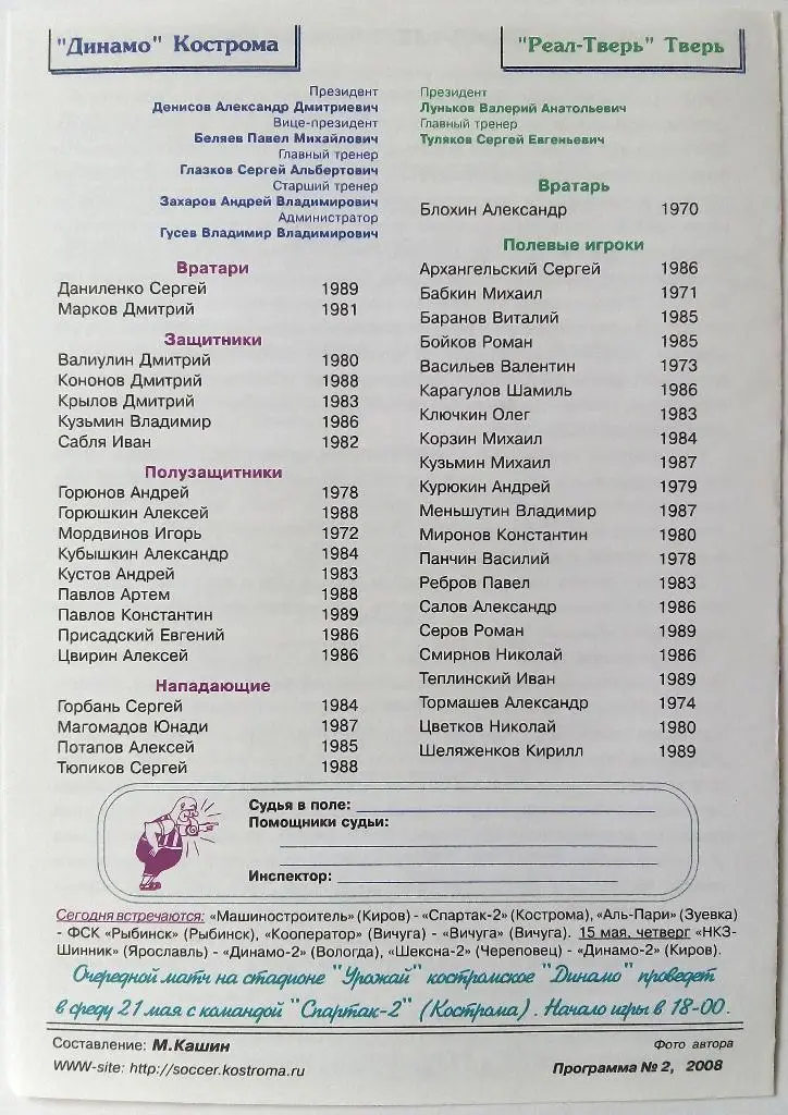 Динамо Кострома - Реал-Тверь 14.05.2008 авторская М.Кашин 1