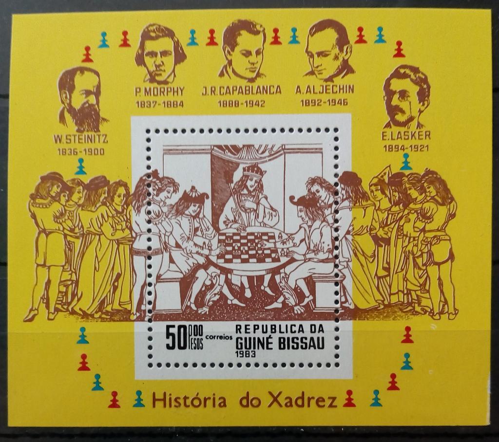 Блок Гвинея-Бисау 1983 История шахмат Mi=5€ MNH**