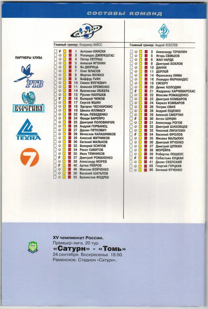 Сатурн Раменское - Динамо Москва 10.09.2006 1