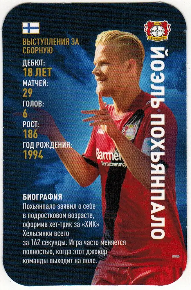 Йоэль Похьянпало Финляндия Байер Леверкузен Top Trumps 2018