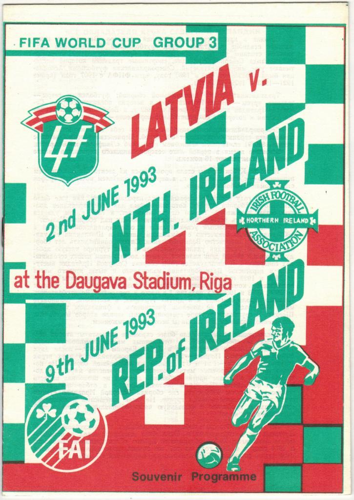 Латвия - Северная Ирландия + Ирландия 02/09.06.1993 На русском языке КЛФ Риги