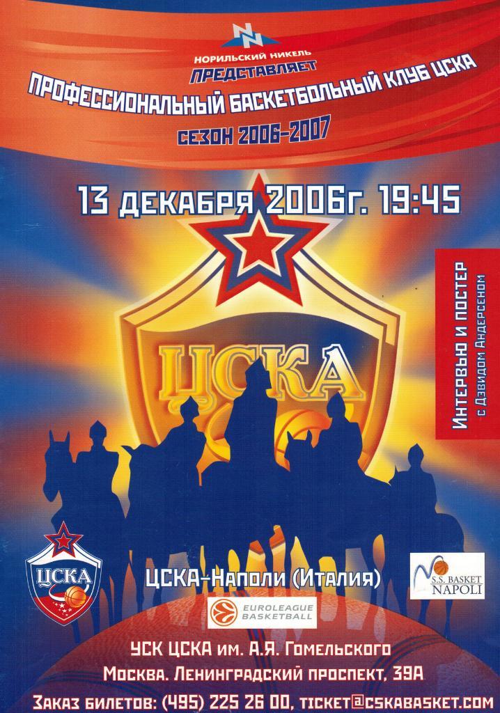 ЦСКА - Наполи Италия 13.12.2006 Евролига