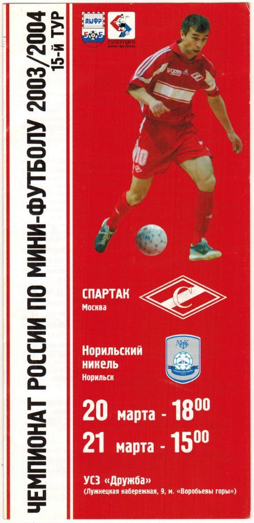 Спартак Москва - Норильский никель Норильск 20-21.03.2004