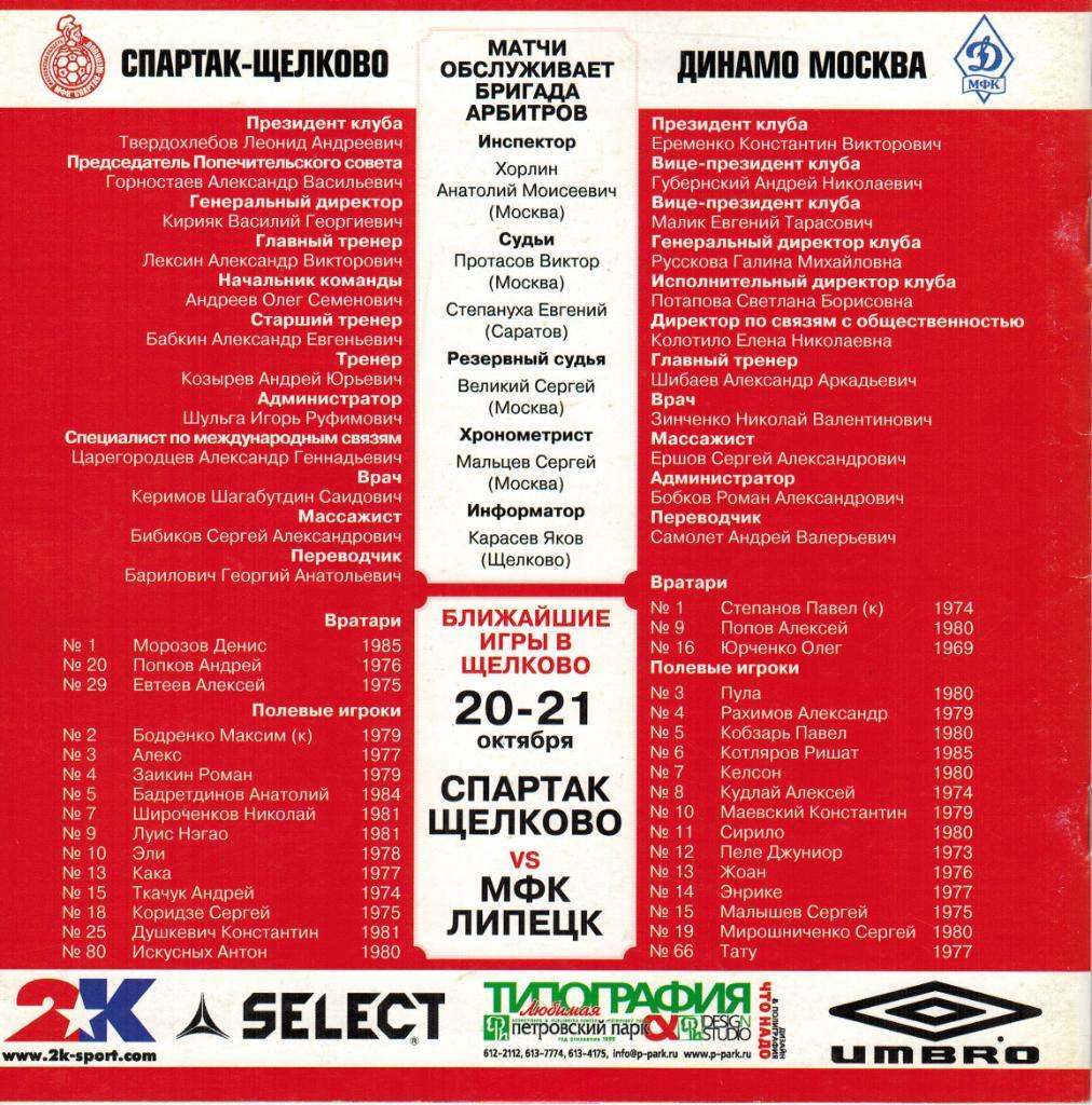 Спартак Щелково - Динамо Москва 29-30.09.2006 1
