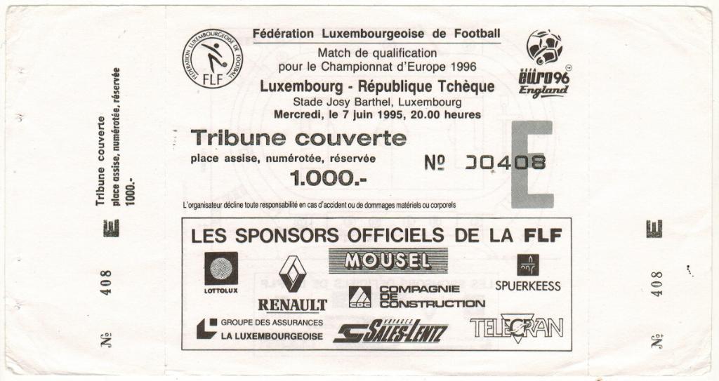 Люксембург - Чехия 07.06.1995 Отборочный матч чемпионата Европы-96 КОРЕШОК!