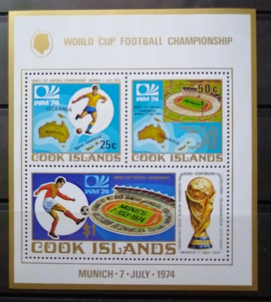 Острова Кука 1974 Чемпионат мира по футболу в Германии Малый лист MNH 4.50€