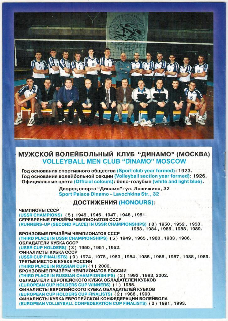 Динамо Москва - Искра Одинцово 05-06.04.2003 1
