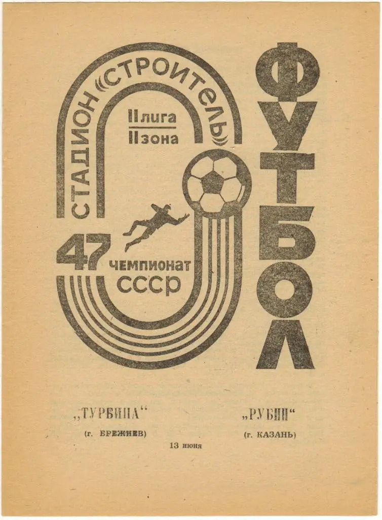 Турбина Брежнев (Набережные Челны) - Рубин Казань 13.06.1984