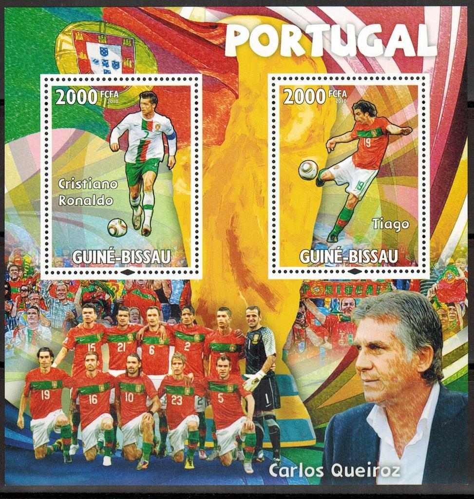 Блок Гвинея-Бисау 2010 Чемпионат мира ЮАР Португалия Роналду Тиагу MNH Mi=16€
