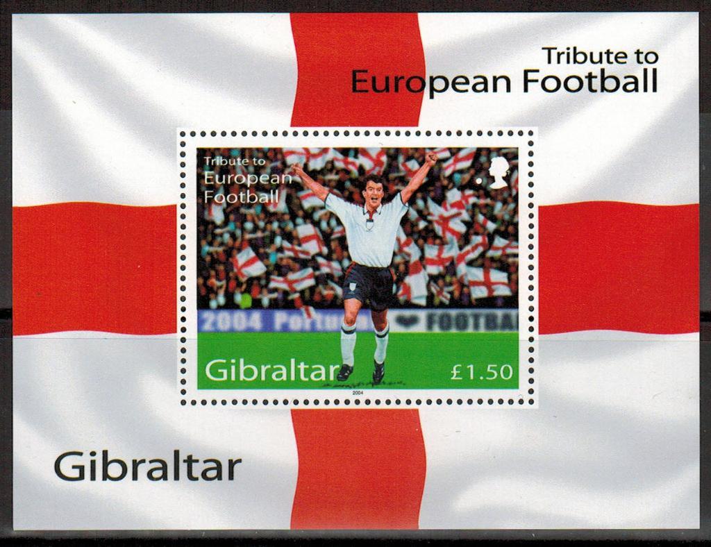 Блок 1 марка Гибралтар 2004 Чемпионат Европы по футболу MNH Michel = 5 euro