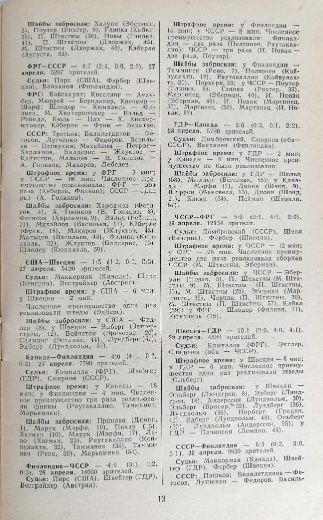 Хоккей Минск 1978-1979 / Чемпионат мира-78 - стенограммы матчей 2