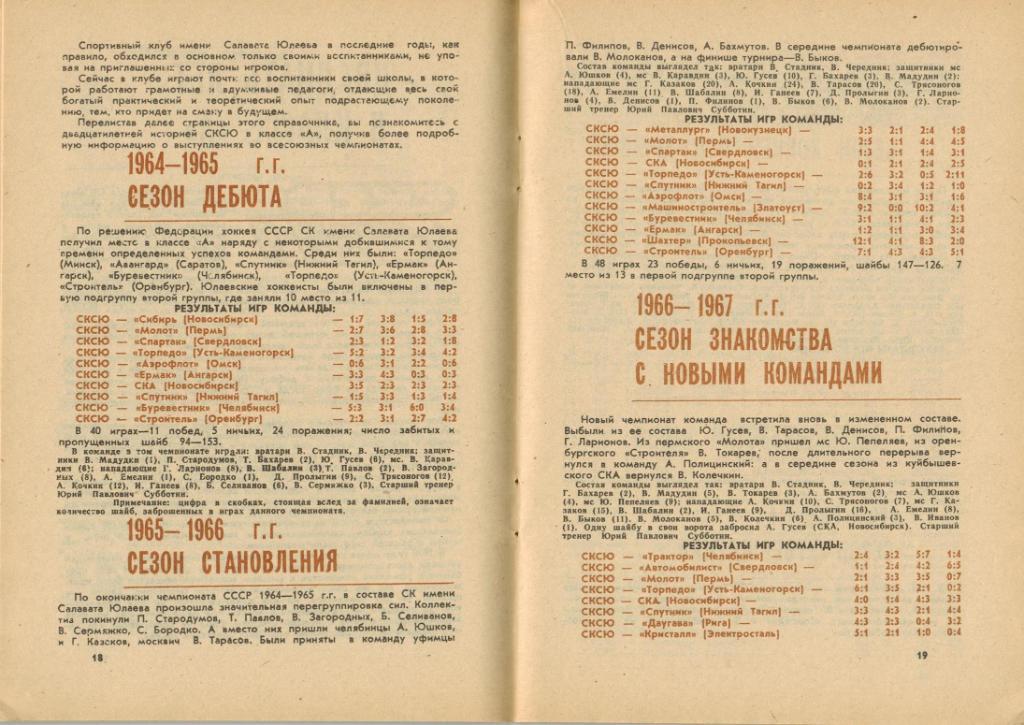 Хоккей Уфа 1984-1985 История 20 лет Салавата Юлаева в классе А (см скан) 1