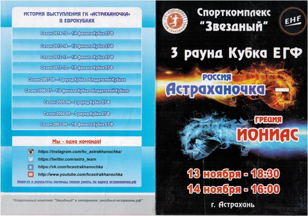 Астраханочка Астрахань - Иониас Греция 13-14.11.2015. Женские команды